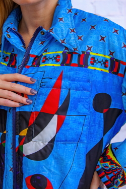 Куртка-рубашка "Миро синий", по мотивам абстрактной живописи Жоан Миро