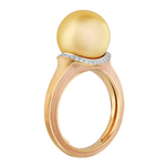 Кольцо с Золотым Морским Жемчугом и Бриллиантами, Эмаль, R0143-4/3
