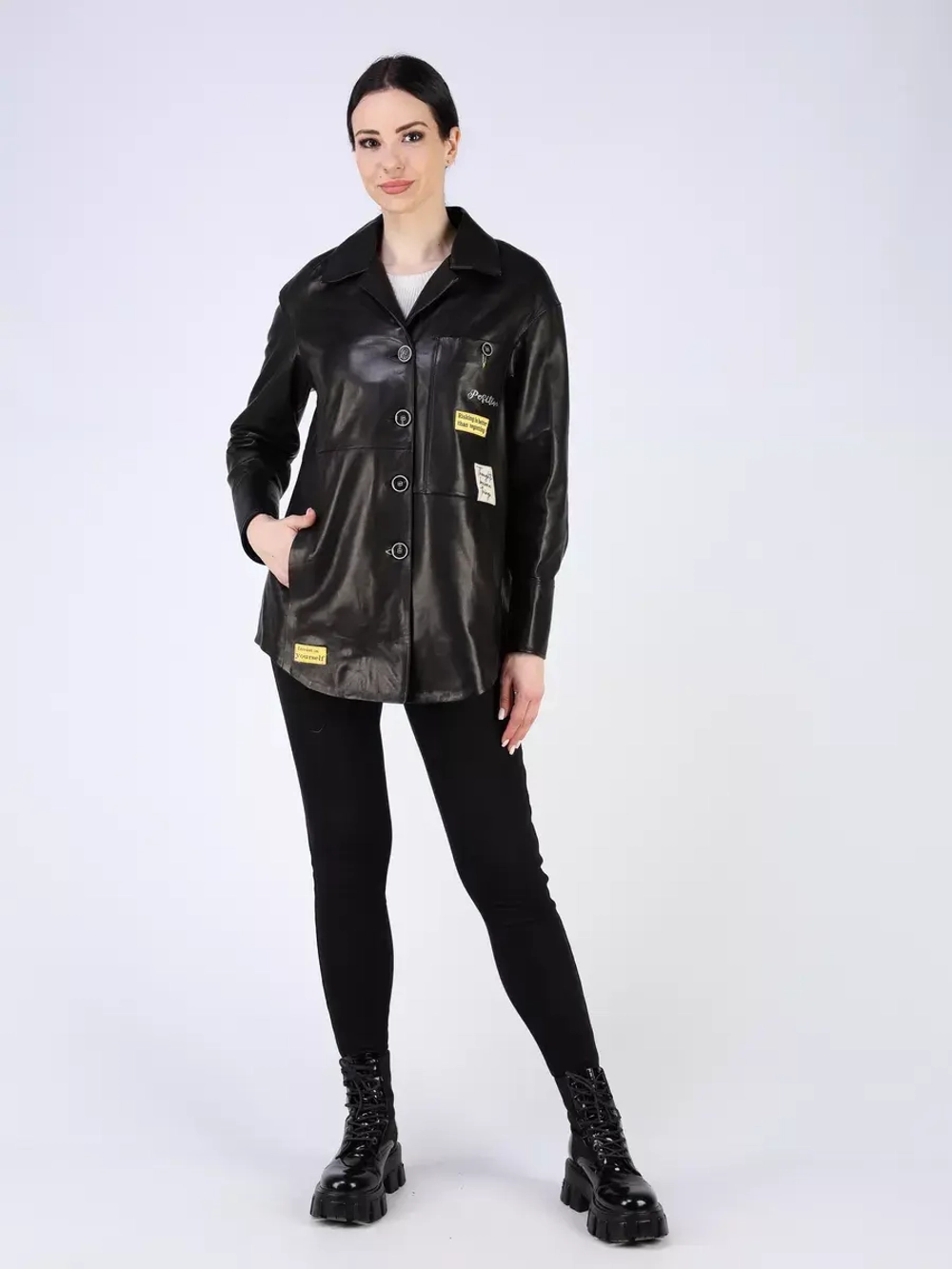 Кожаная куртка демисезонная рубашка