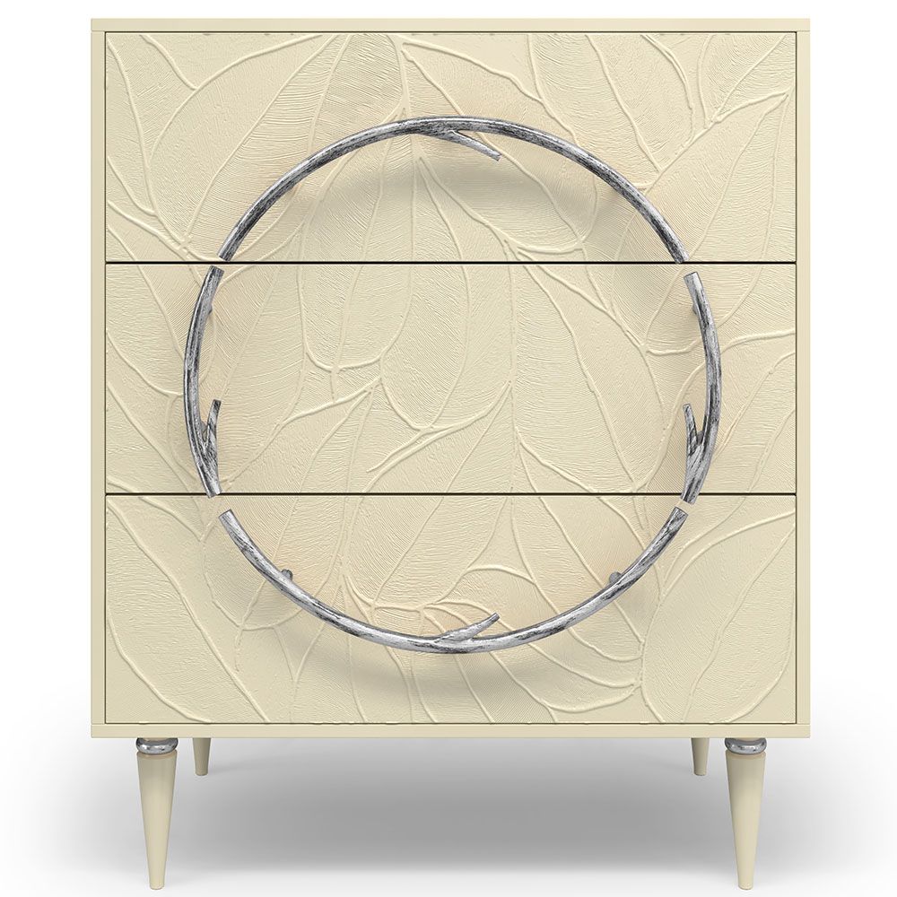 Комод Арт Колор leaves Классик Сильвер с 3 ящиками Серый шелк