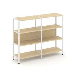 Shelf System Двухсекционный стеллаж трехярусный SN.STM-321 Акация Лорка/Металл Белый 1590*400*1246