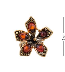 AM-3801 Кольцо «Цветик-пятицветик» (латунь, янтарь)