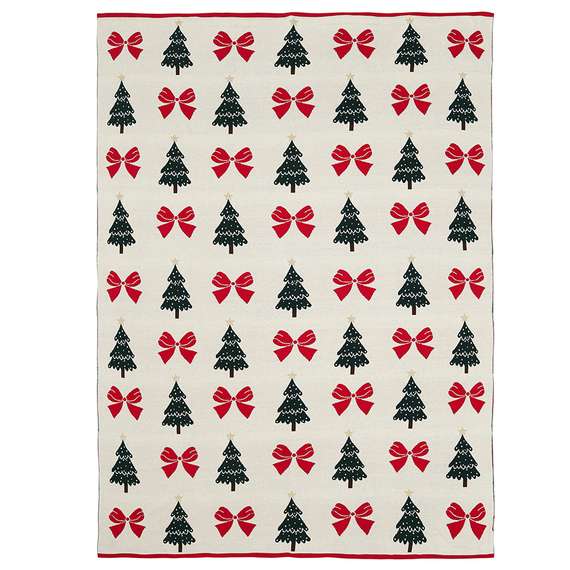Плед из хлопка с новогодним рисунком christmas bows из коллекции new year essential, 130x180 см