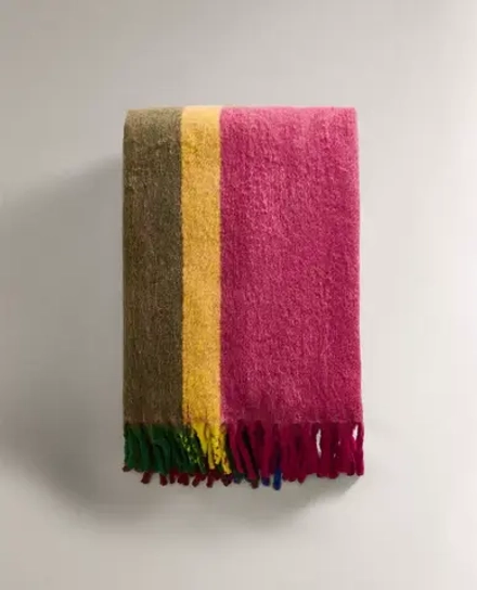 ZARA HOME ПЛЕД В ПОЛОСКУ, РАЗНОЦВЕТНЫЙ