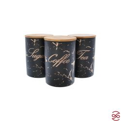 Набор ёмкостей для сыпучих продуктов Royal Classics Мрамор 650 мл, 10*10*15 см (3 шт) черный