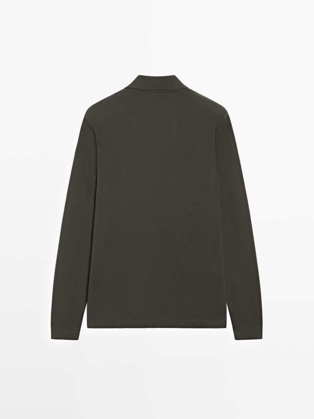 Massimo Dutti Поло с длинными рукавами и деталями в рубчик, угольный