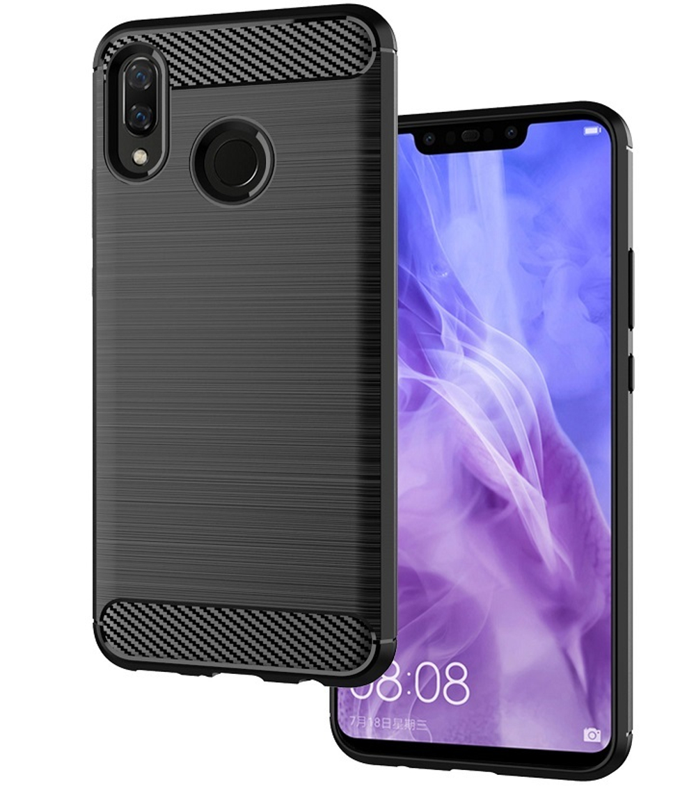 Чехол для Huawei Nova 3 цвет Black (черный), серия Carbon от Caseport