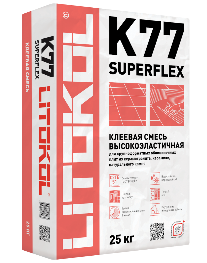 Клей для укладки плитки Литокол SUPERFLEX K77. 25 кг.