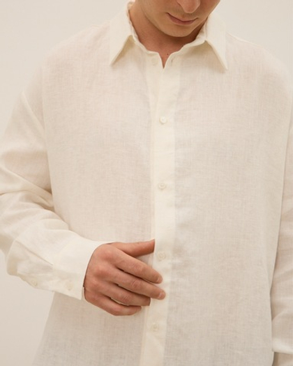 Рубашка мужская из 100% льна, молочная