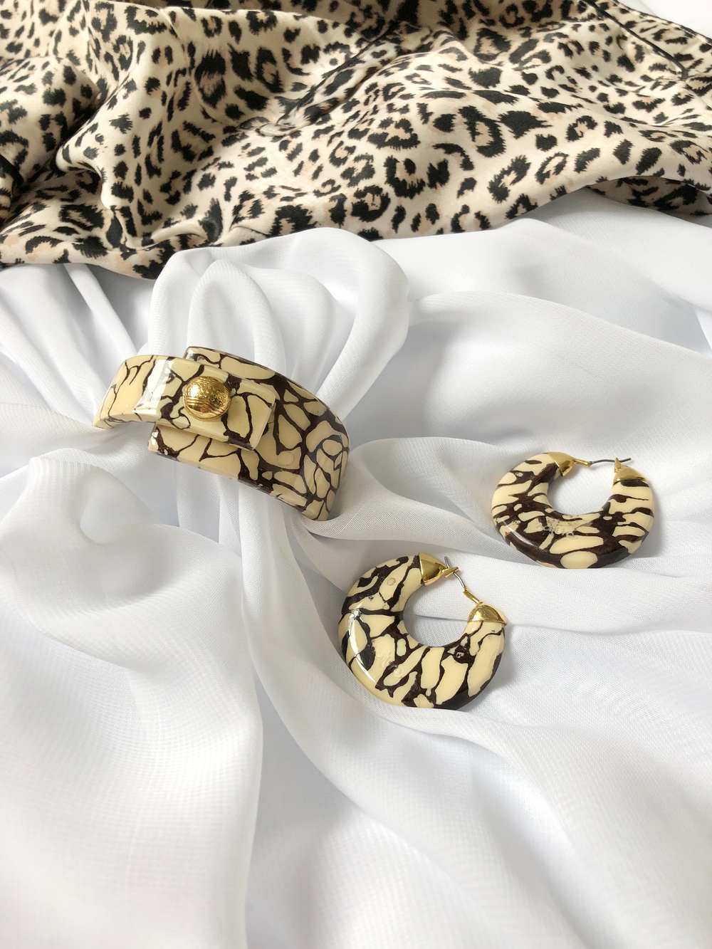 Серьги Nature Bijoux, Leopard, с термитником в смоле, NB22.2-12-78085 (бежевый)