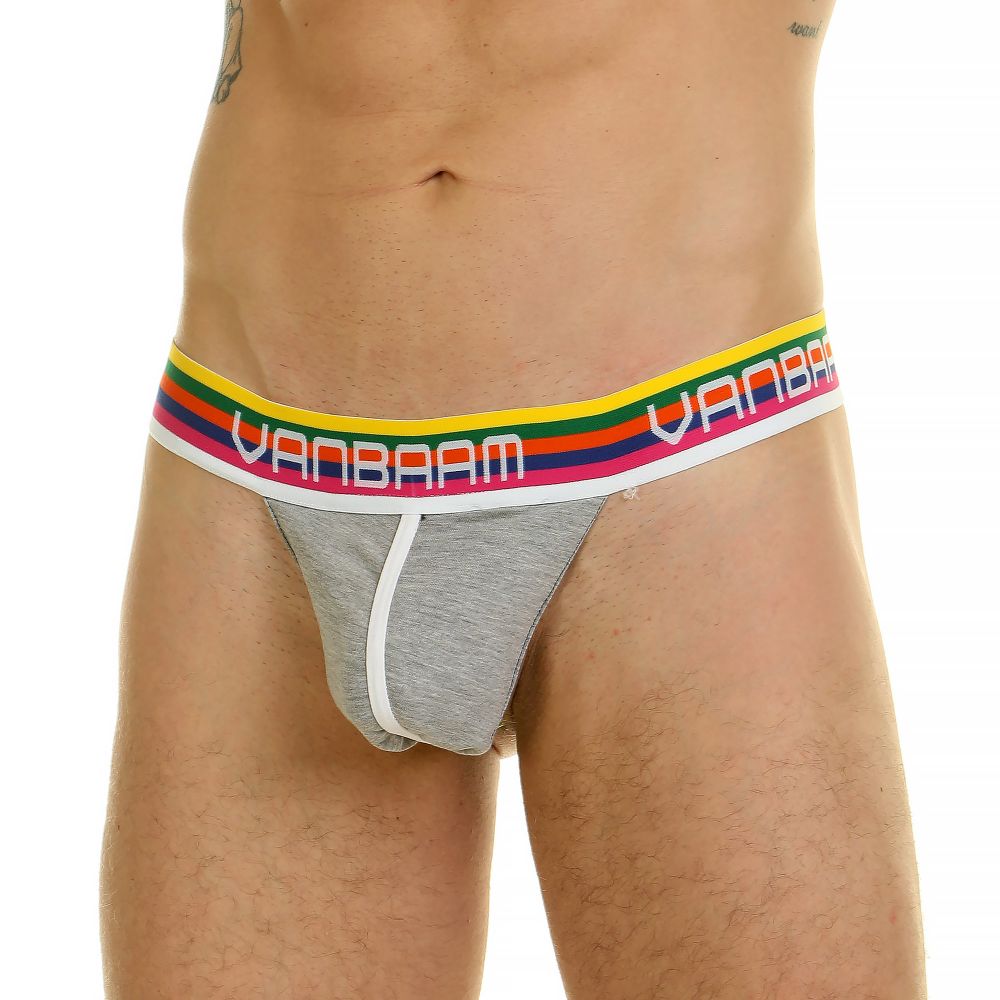 Мужские трусы тонги серые Van Baam 44857
