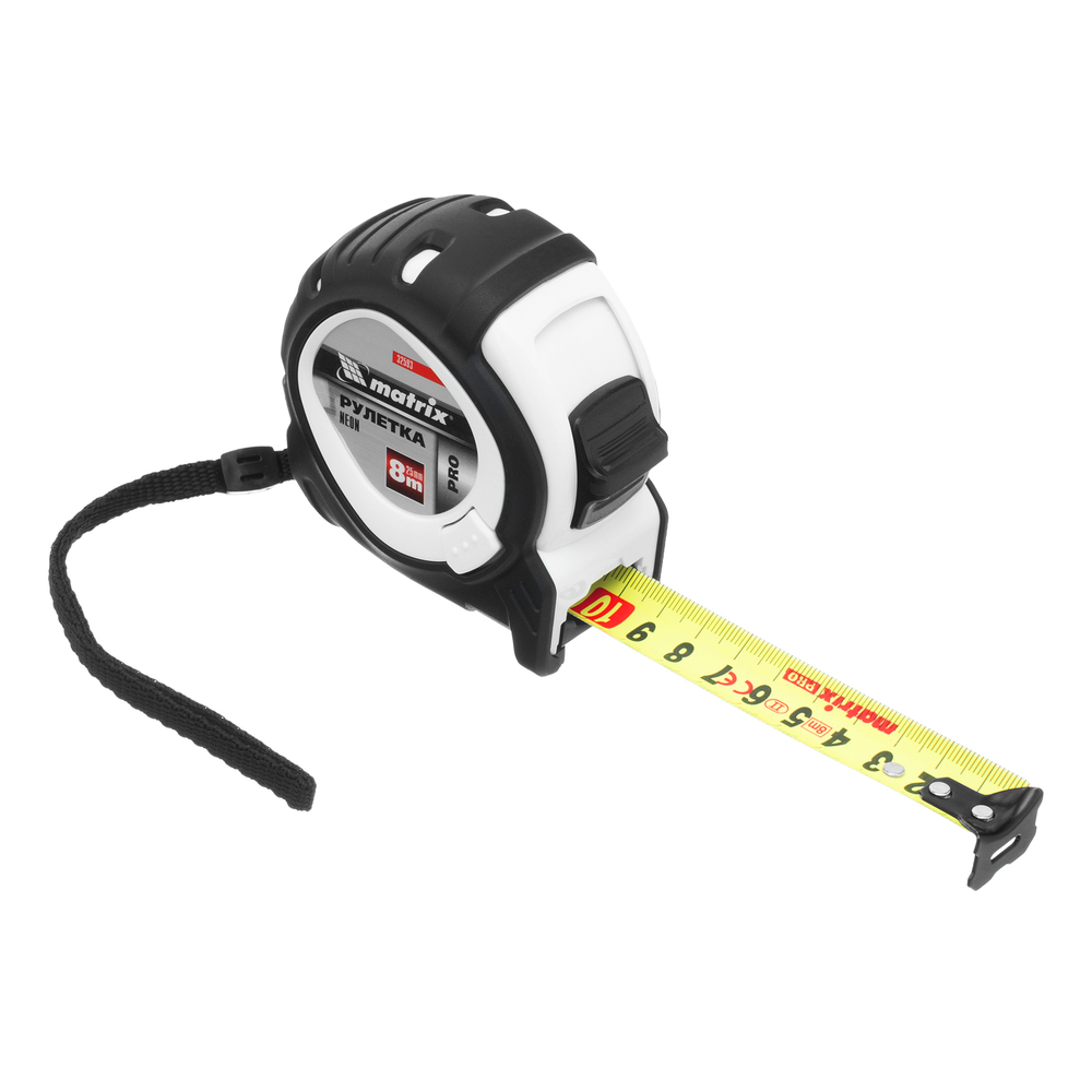 Рулетка Neon,8 м x 25 мм,обрезиненный корпус,3 фиксации,Pro Matrix
