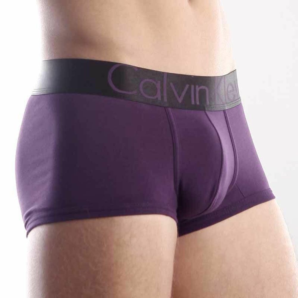 Мужские трусы хипсы фиолетовые с черной резинкой Calvin Klein Steel Black Waistband Violet