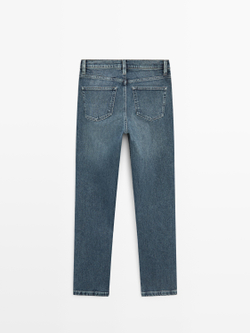 Massimo Dutti Джинсы средней посадки, укороченные, облегающего кроя, темно-синий