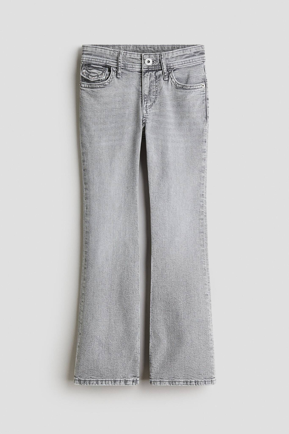 H&M Расклешенные джинсы с заниженной талией, светло-серый