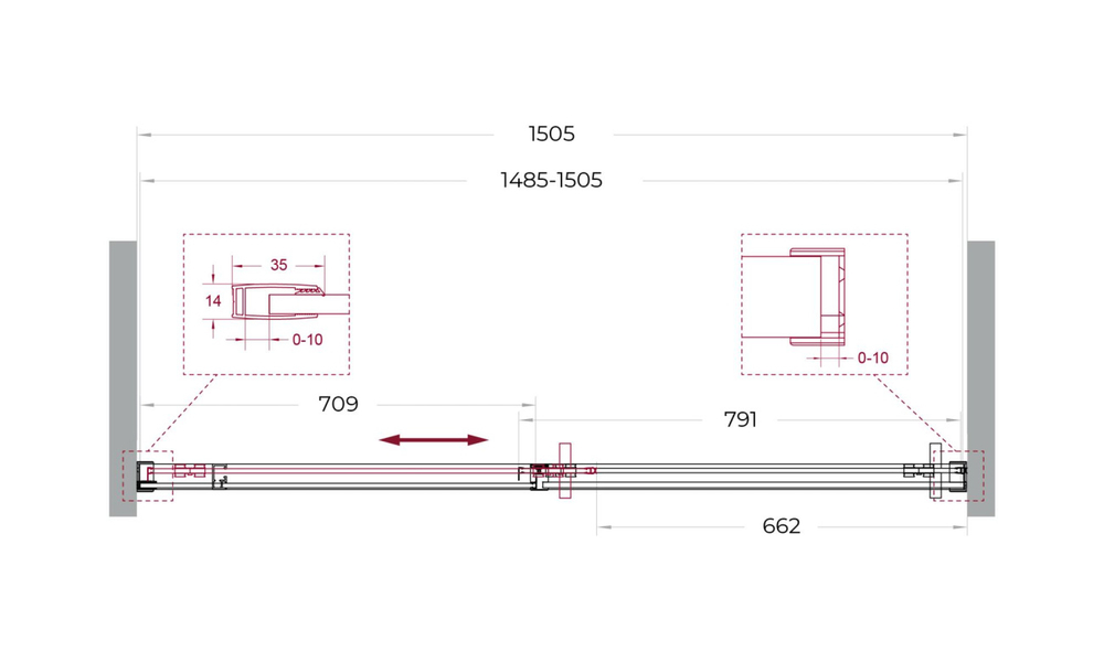 Душевая дверь шириной 150см BelBagno SOFT_CLOSE-1-BF-1-150-C-Cr профиль хром, стекло прозрачное