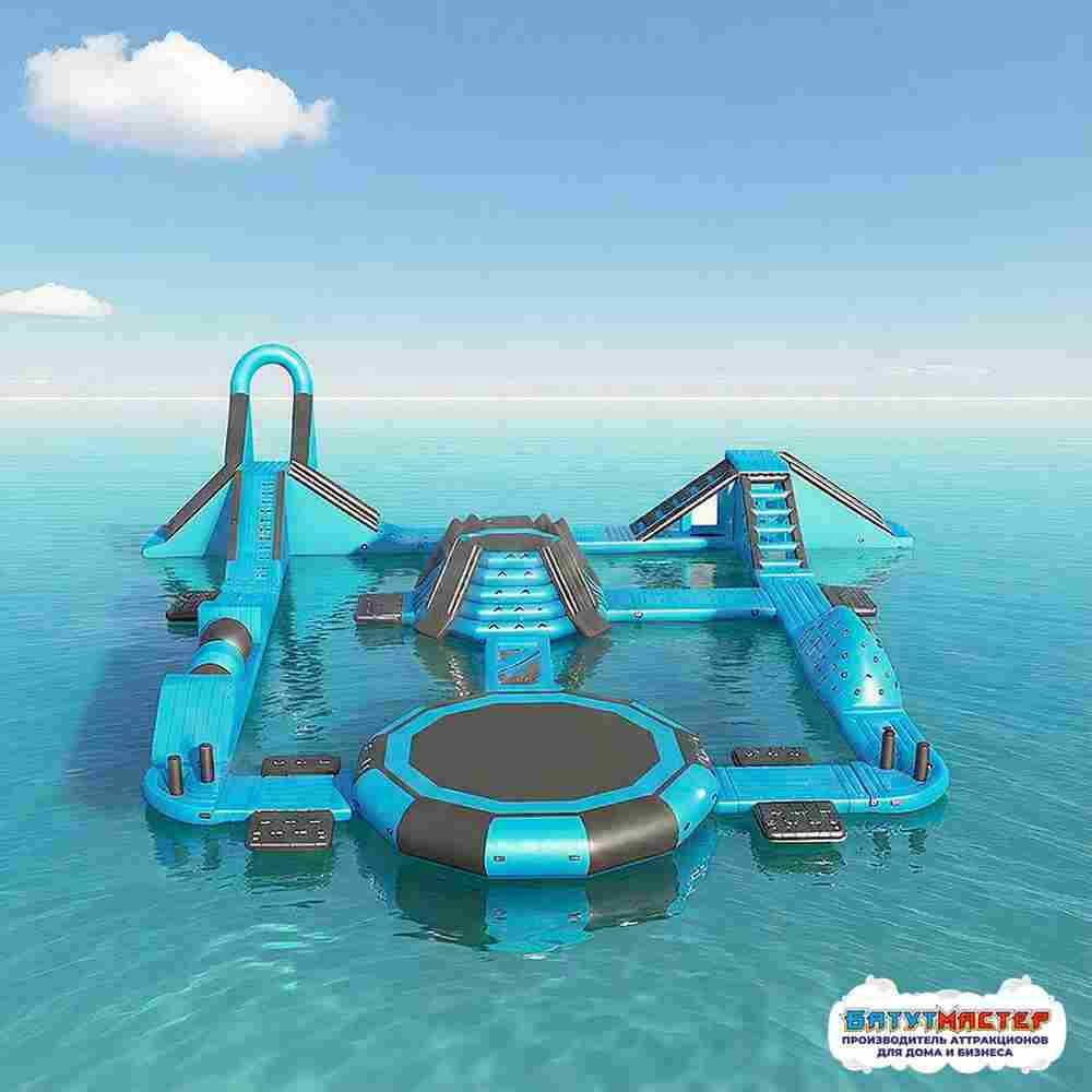 Коммерческий надувной аквапарк для бизнеса «Синий шторм» 33×30×5 м