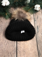 шапка ангора с меховым помпоном зимняя пушистая стильная