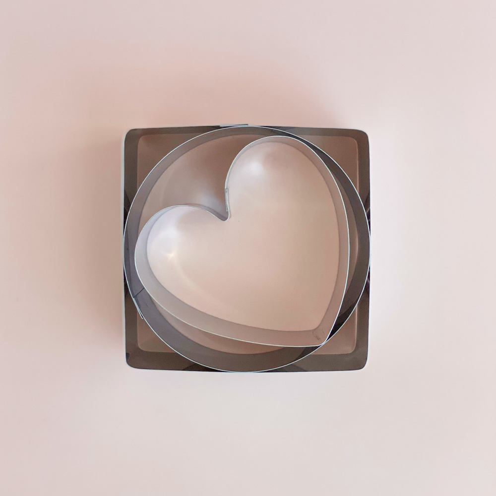 Набор металлических форм "Круг, квадрат, сердце", 10х10х5 см, 3 штуки
