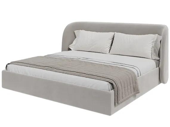 Кровать двуспальная Classic 200 см (серый, велюр)