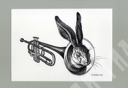 Пешков Р.В. Заячья песня. Бумага, тушь, перо. Россия, 2011 г.