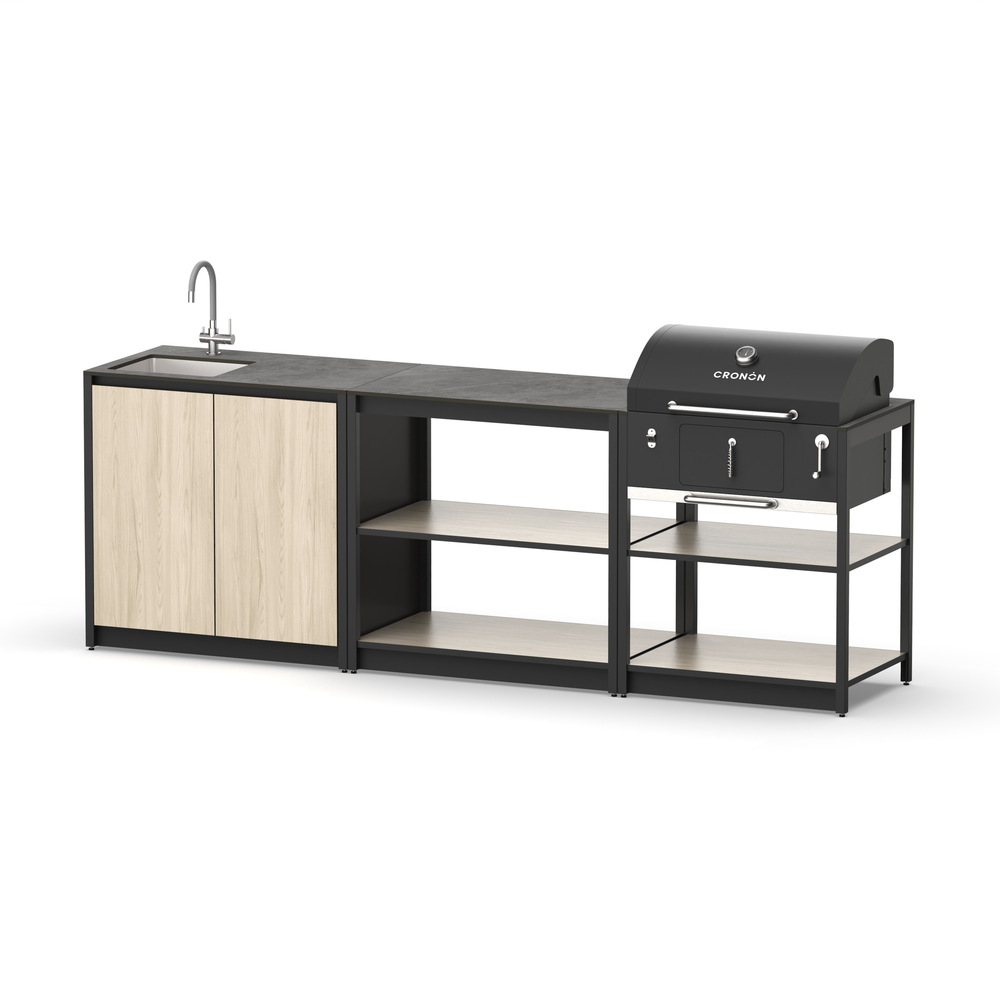 Мангальный комплекс Lounge M-103SB, 2.6 м, дуб сонома/черный мрамор
