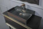 Тумба с раковиной Armadi Art Vallessi Avantgarde Canale 100 со столешницей черный с золотом