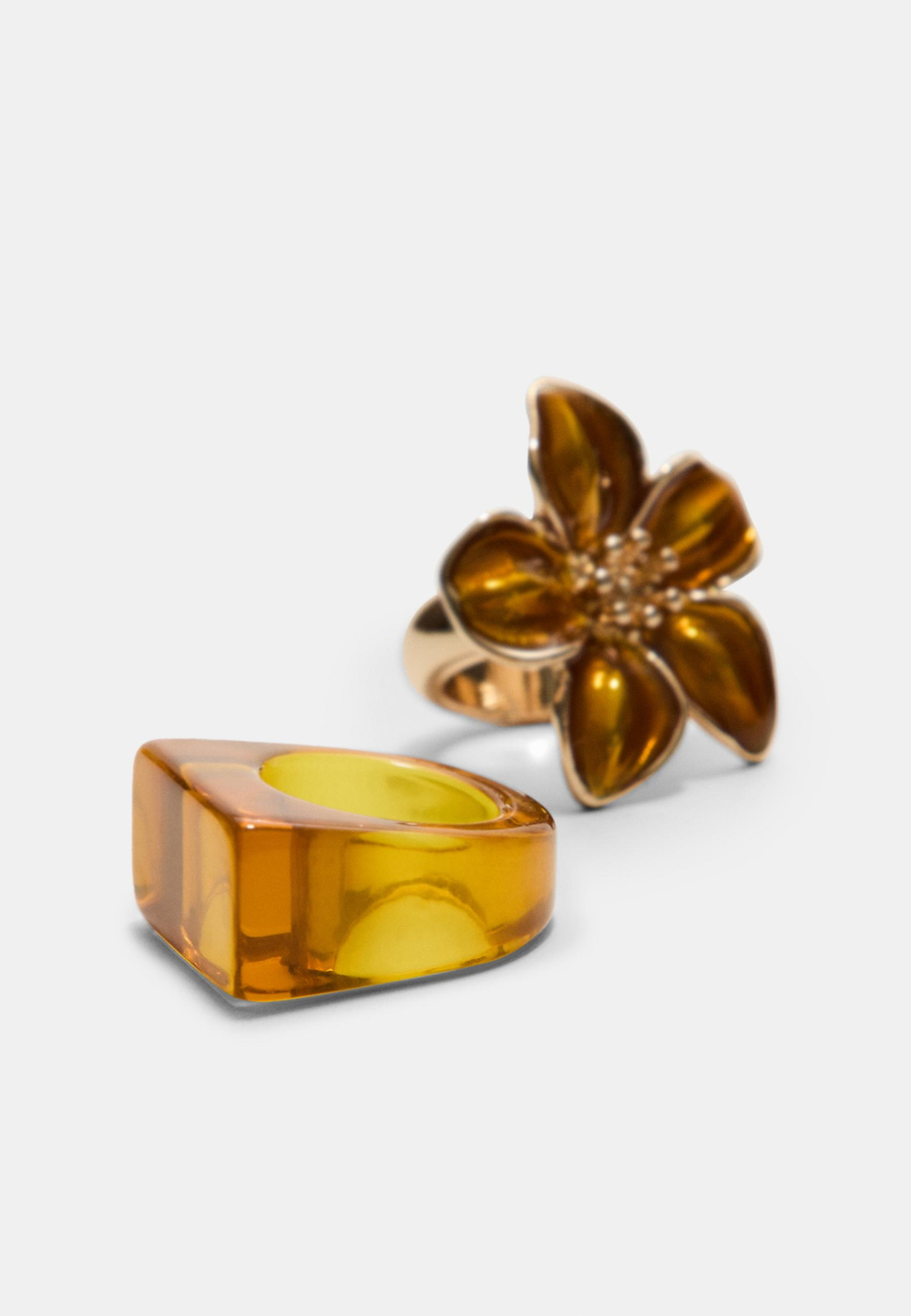 STRADIVARIUS Набор из 2 контрастных колец, горчичный