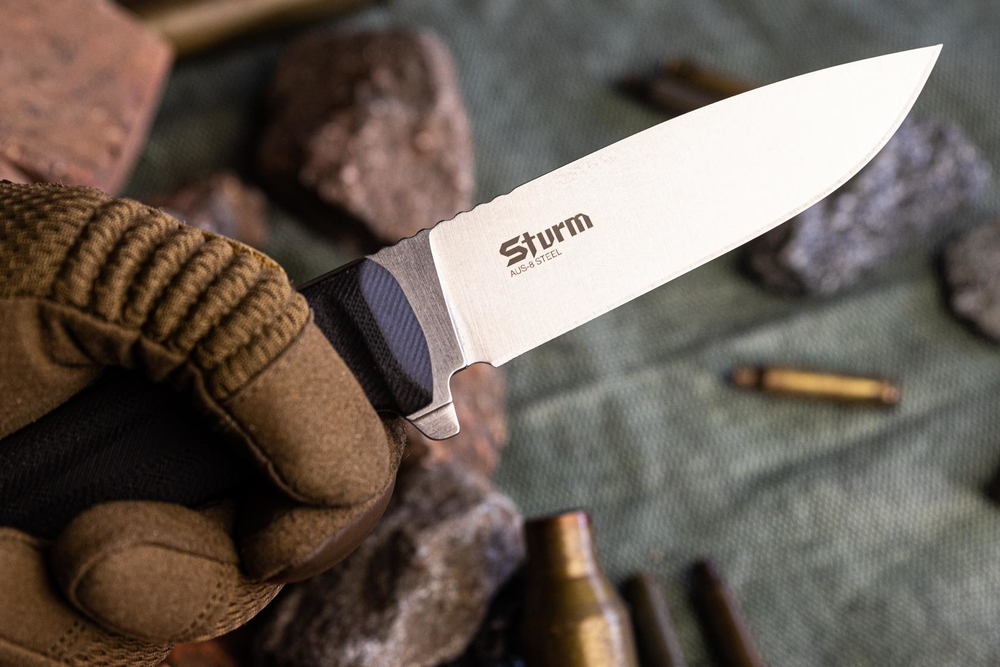 🏆Тактический нож Sturm AUS-8 StoneWash Black G10