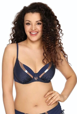 Купальный лиф со вставками из ткани с медным отливом (Размер: 75D) (Цвет: темно-синий)