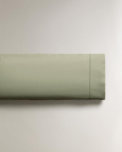 ZARA HOME НАВОЛОЧКА ИЗ ХЛОПКА ПЕРКАЛЬ (300 НИТЕЙ), СВЕТЛО-ЗЕЛЕНЫЙ
