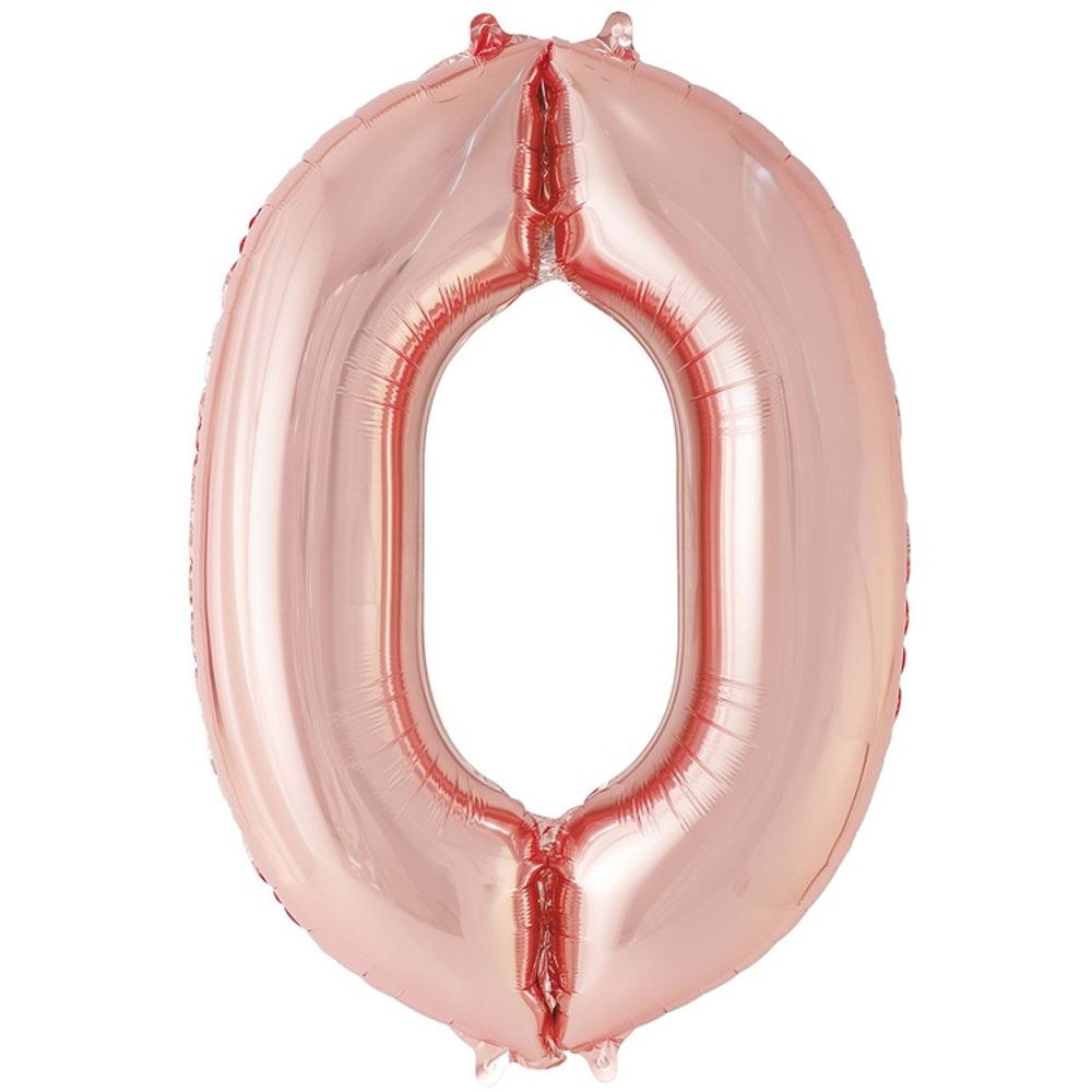 Шар фольгированный Цифра 0 101 см (Розовое Золото)