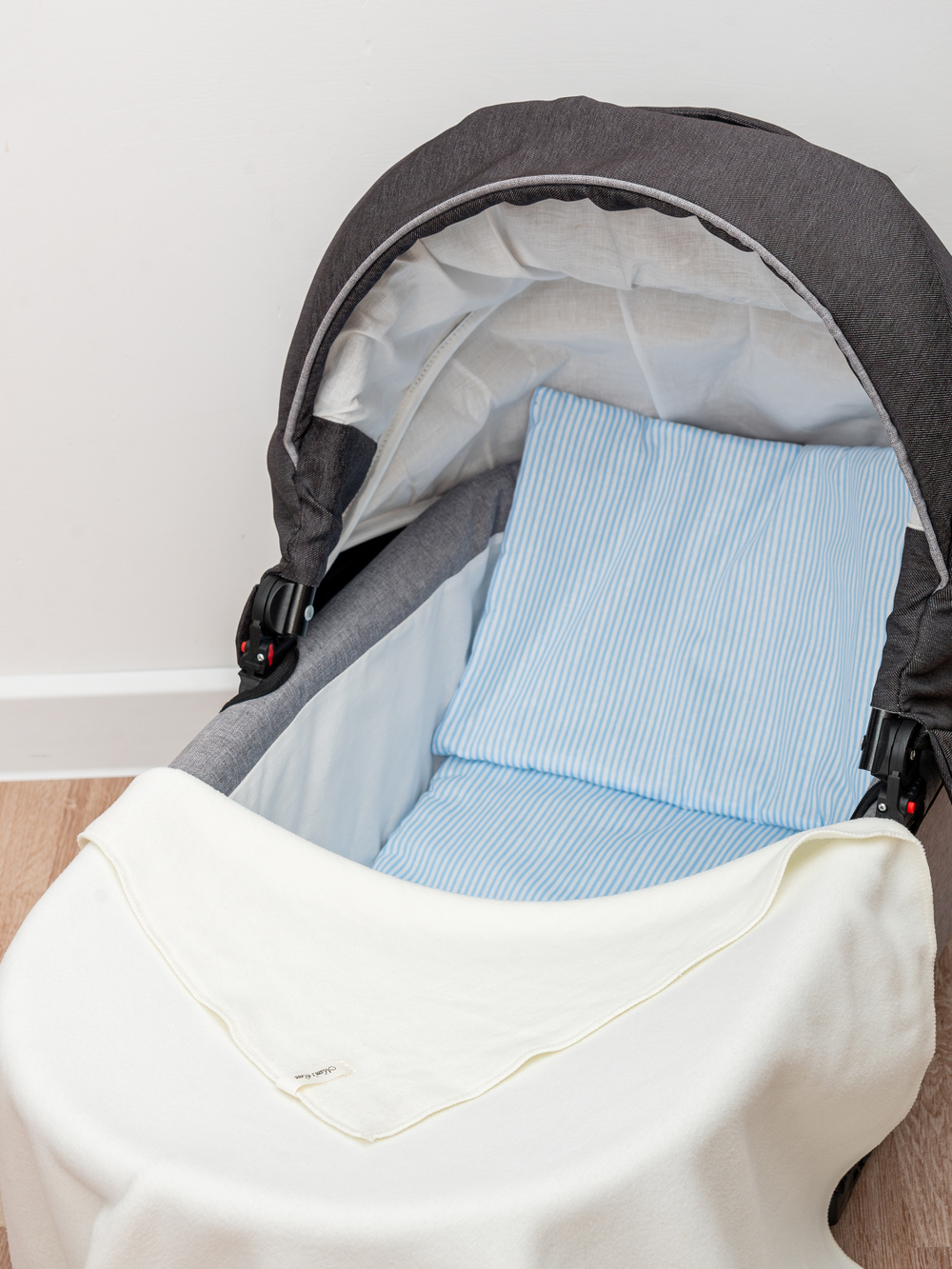 Комплект в коляску с пледом Голубая полоска