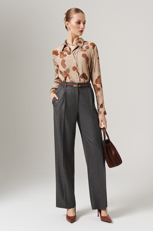 23087 Блузка женская (бежевый принт)