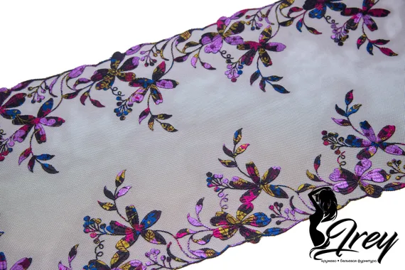 05-74 Вышивка на неэл. сетке 22 см, ночной сад, черный/фиолет