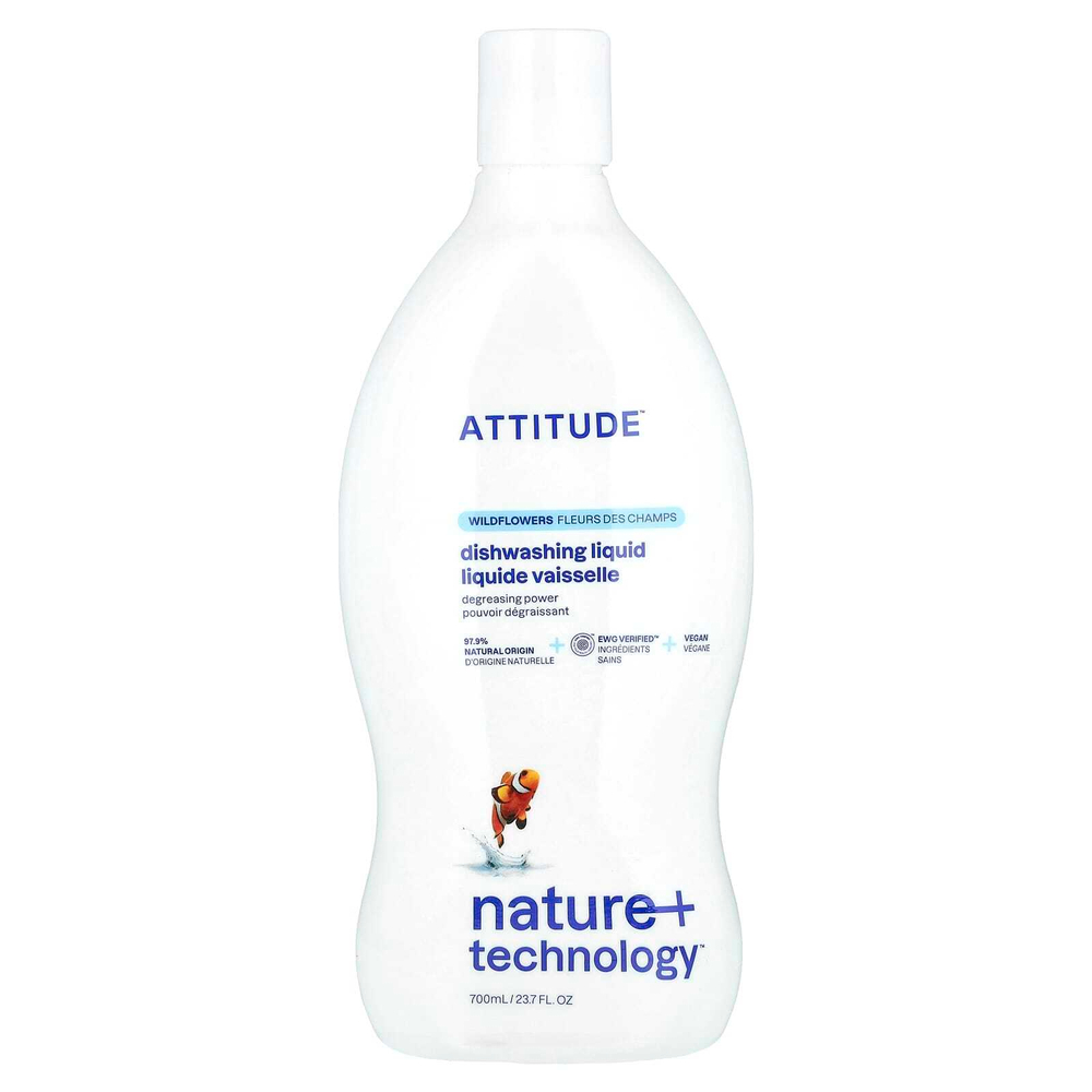 ATTITUDE, Nature + Technology ™, средство для мытья посуды, полевые цветы, 700 мл (23,7 жидк. Унции)