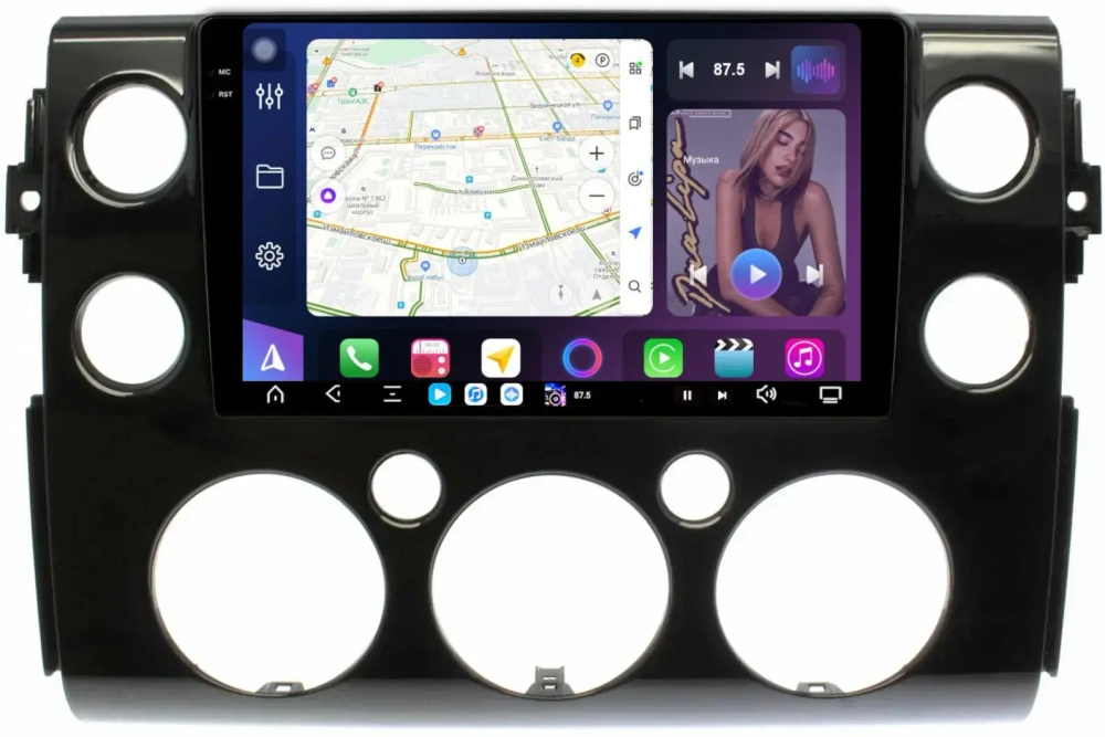 Магнитола для Toyota FJ Cruiser 2005-2022 (рамка черная) - FarCar XXL3246M монитор 9.5" 2K QLED на Android 14, TS20, 8+256Гб, CarPlay, 4G SIM-слот