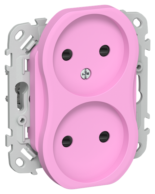 FLITE Розетка 2-местная без заземления с защитными шторками безвинтовое крепление 10А РСш02-1-ФлПр пурпурный IEK