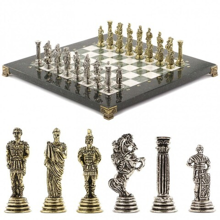 Шахматы сувенирные "Римские легионеры" доска 32х32 см офиокальцит мрамор G 120795
