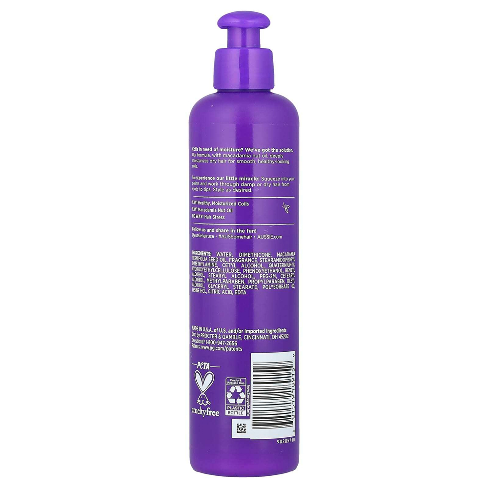 Aussie, Miracle Coils, несмываемое увлажняющее средство с маслом ореха макадамии, 251 мл (8,5 жидк. Унции)