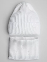 Шапка бини рваная и снуд осенние