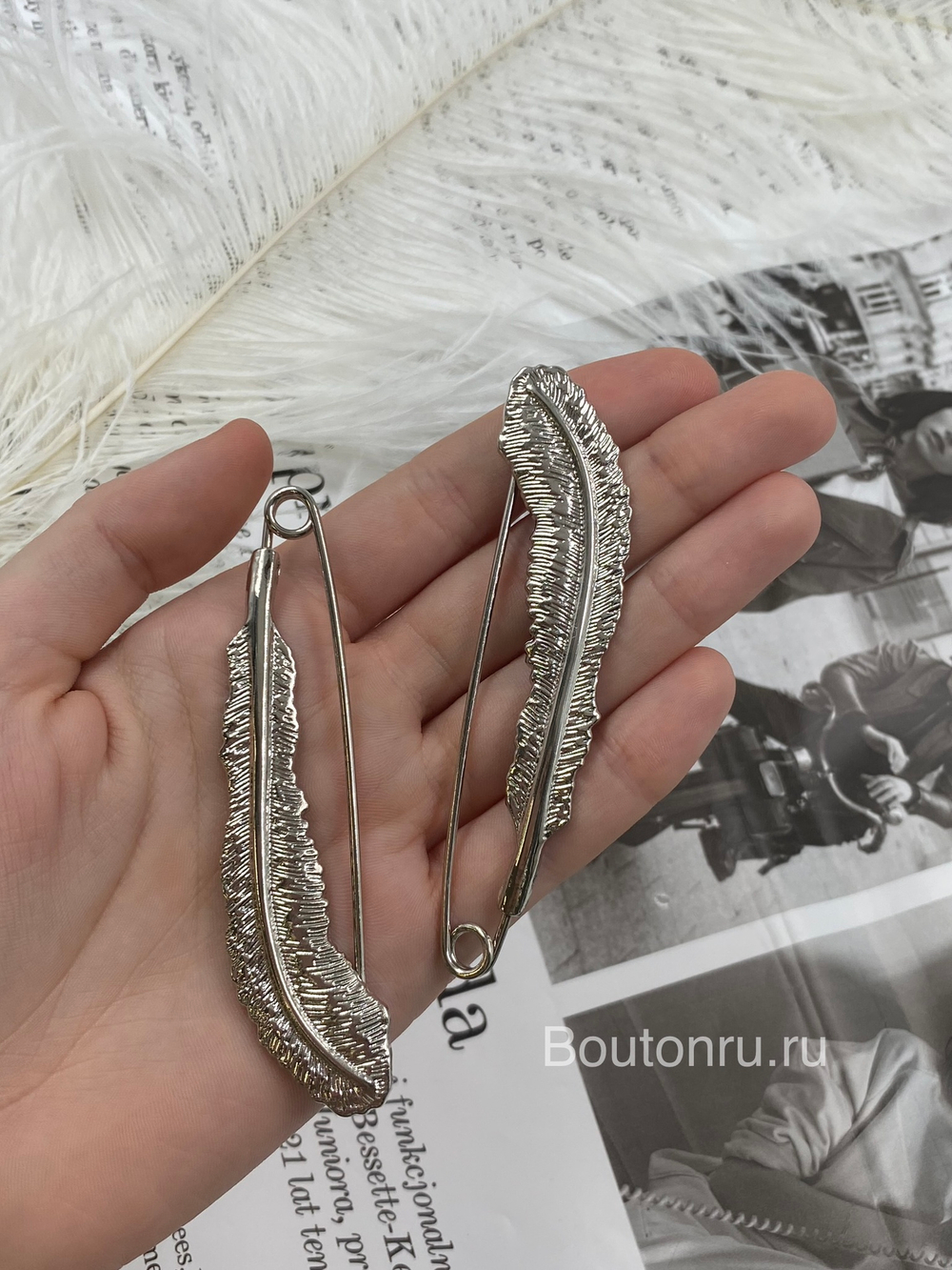 Брошь булавка "перо" ( 90 х 21 )