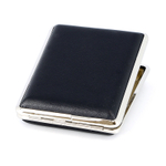 Портсигар S.Quire AB02-19 стальной с искусственной гладкой кожей цвет  черный в подарочной фирменной упаковке