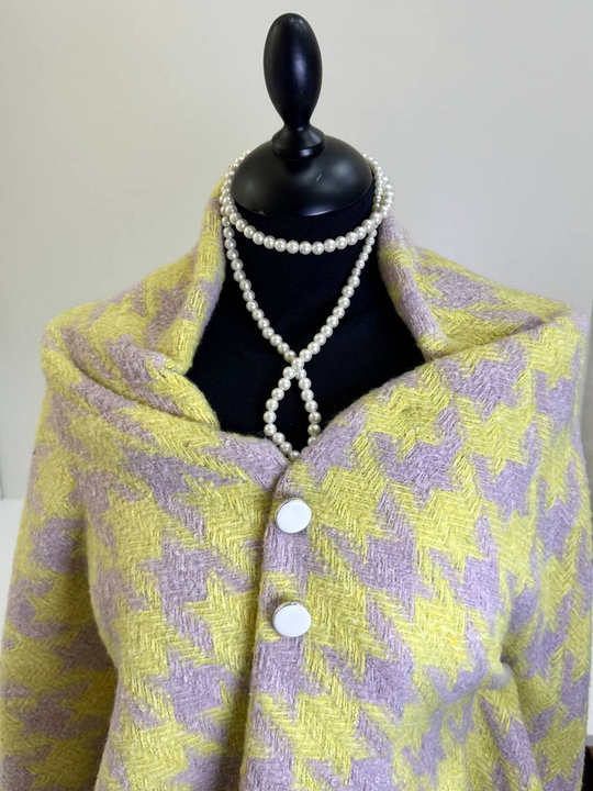 Костюмная принт гусинная лапка, желтый, RH1059