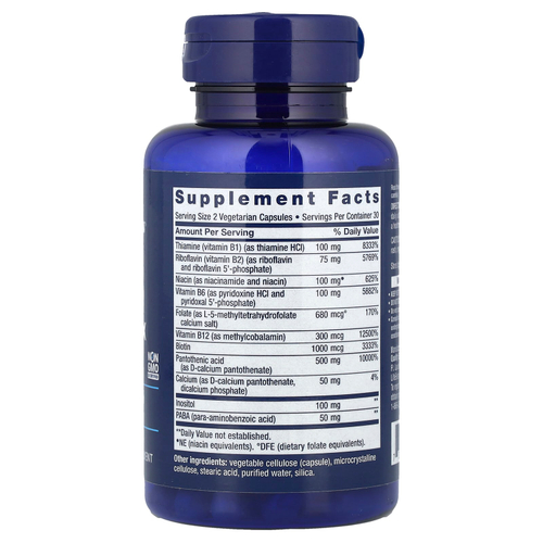 Life Extension, полный биоактивный комплекс витаминов группы B, 60 вегетарианских капсул