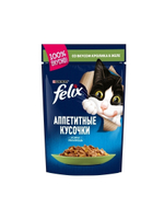 Влажный корм Felix Аппетитные кусочки для кошек, кролик в желе, 75 г