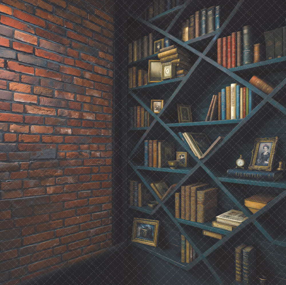 Библиотека полки ромб + стена № 1.25 - фон неопреновый
