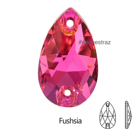 Стразы пришивные, Teardrop, Fuchsia, 502, 13*22mm, (72 ea/pkg), 5A+, (F2)