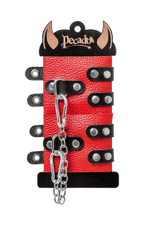 Красно-черные мягкие наручники с двумя ремешками с люверсами (Цвет: красный)