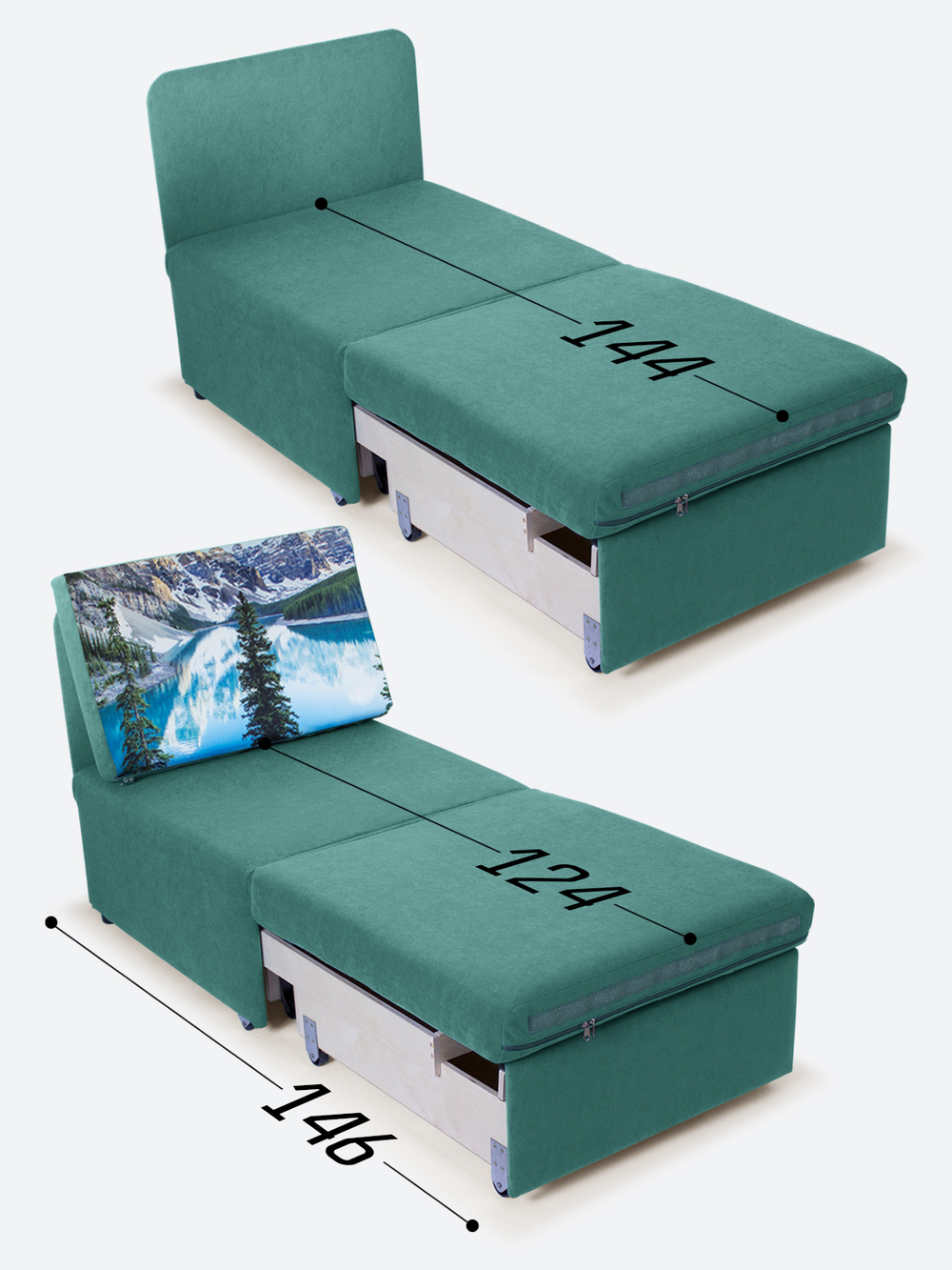 Кресло-кровать "Миник", купон Пейзаж